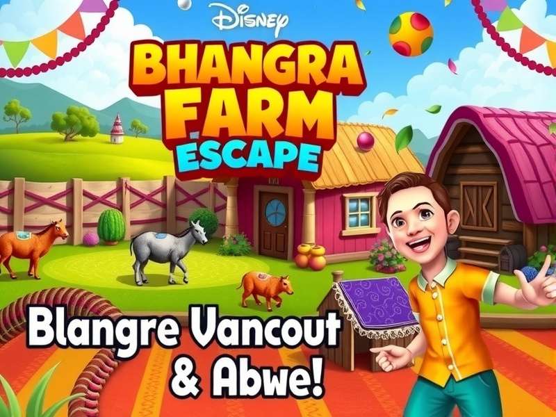 Bhangra Farm Escape game cover showing colorful farm with dancers
